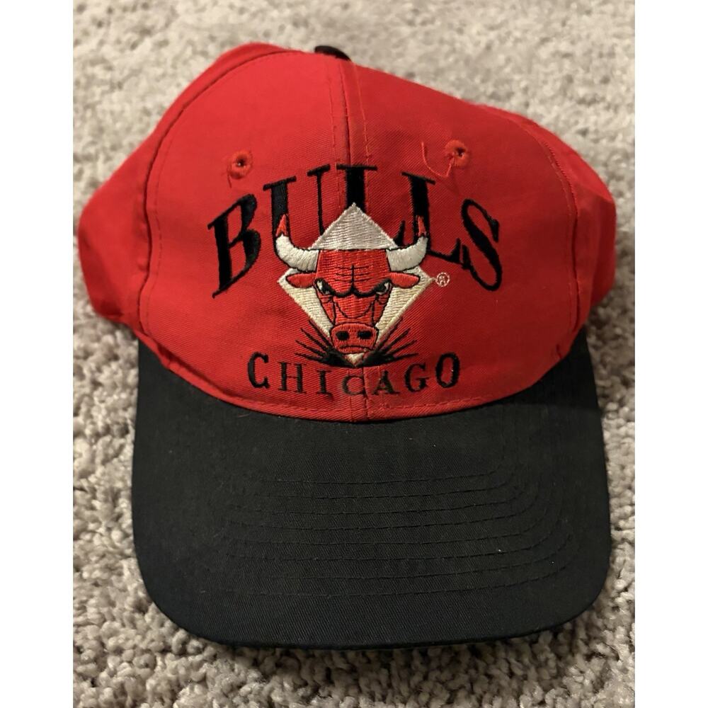 Vintage AJD Chicago Bulls Snapback Cap Red/Black NBA Basketball Official